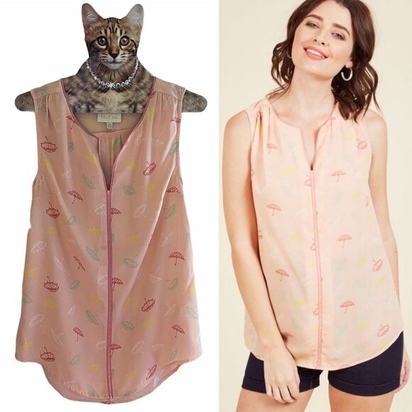Modcloth Tops - Modcloth Podcast Co-Host Sleeveless Top Umbrellas